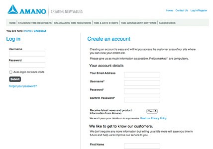 Checkout page
