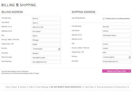 Billing and Shipping