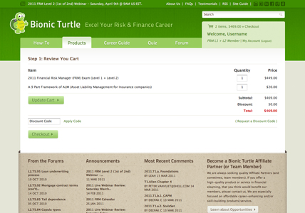 Cart Review Page