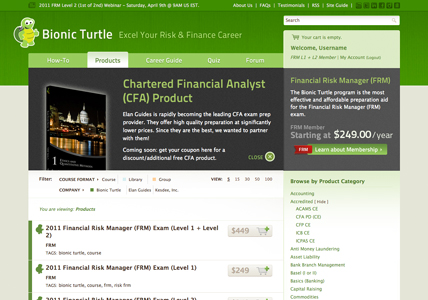 Products overview page