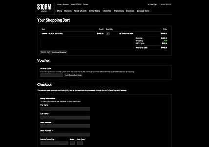 Storm Watches View Cart Page