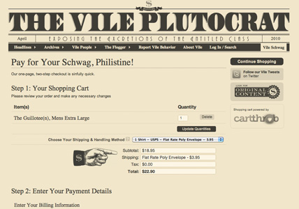 The Vile Plutocrat checkout page